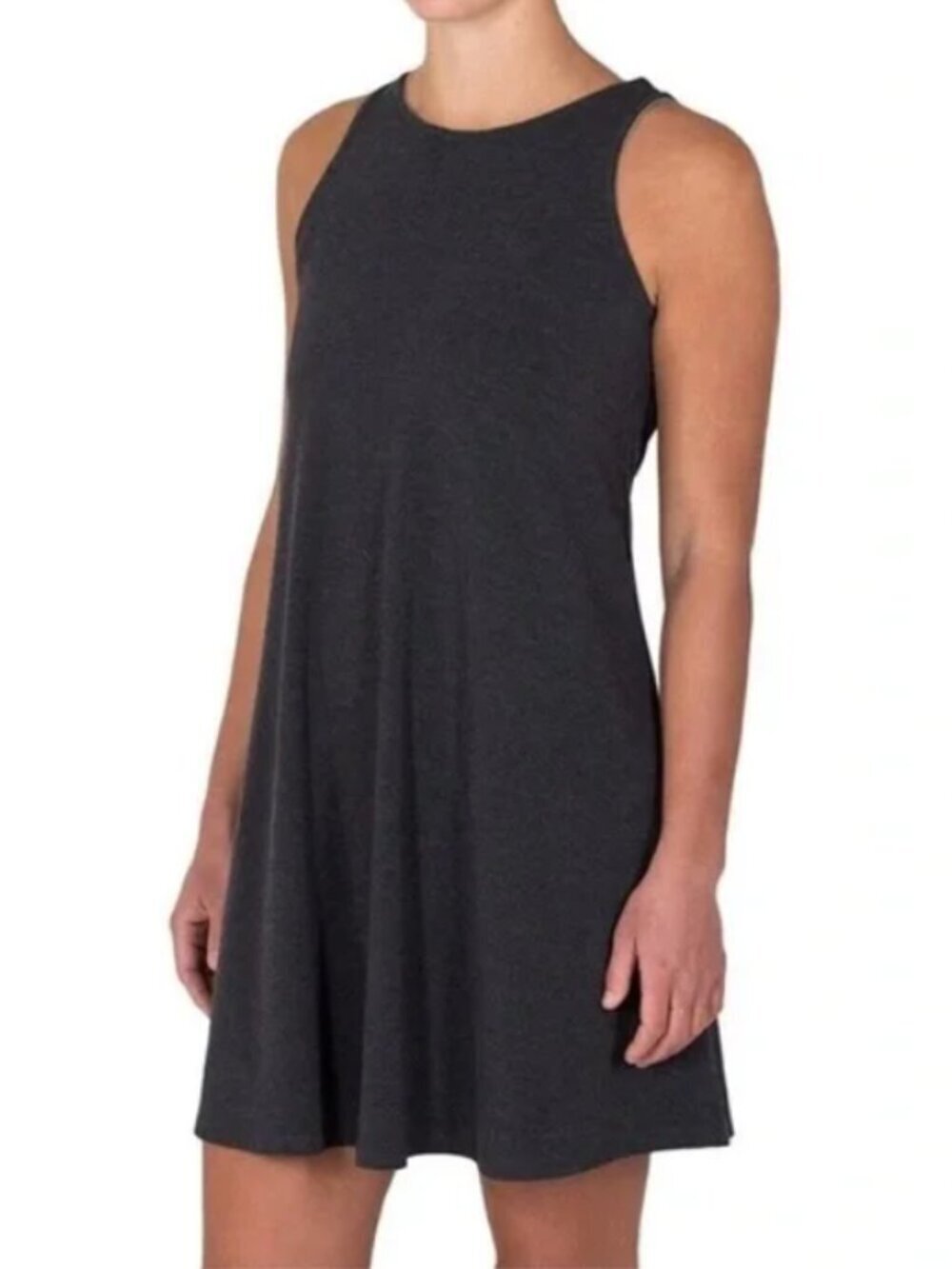 Free Fly Sleeveless Bamboo Flex Shift Dress Large L Charcoal Gray EUC Stretch
